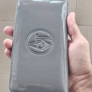 AJ Armani Jeans Women Wallet Purse Gray Patent Leather Clutch Read Desc